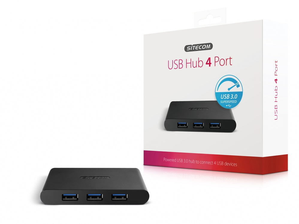 Sitecom CN-083 USB-Hub – USB 3.0, 4× USB-A, für Windows/Mac/Linux