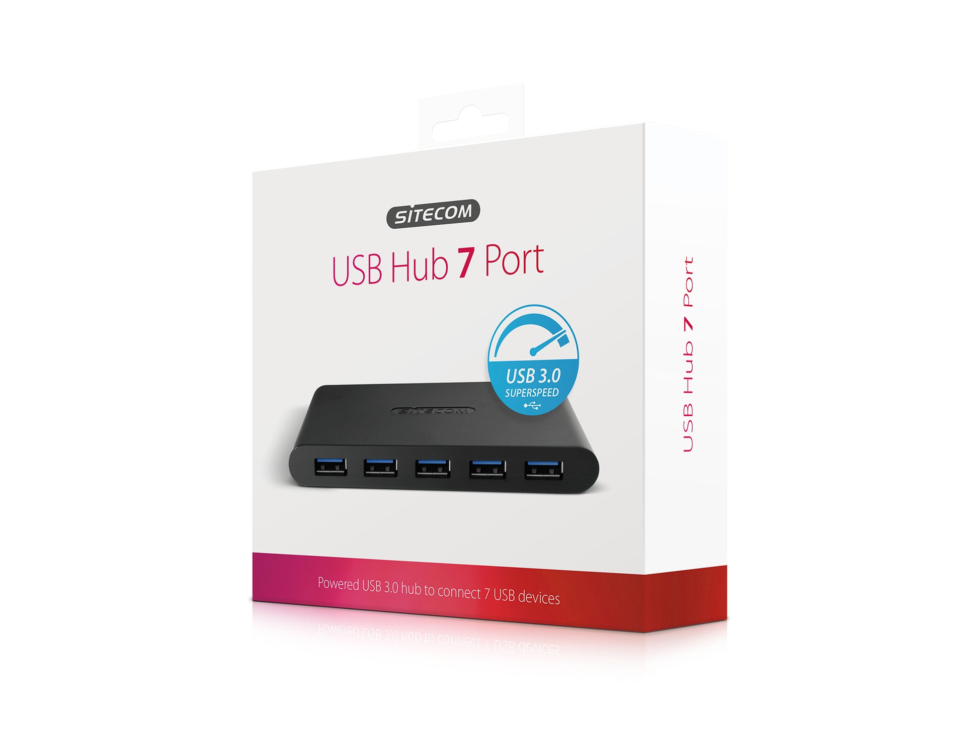 Sitecom CN-084 USB-Hub – USB 3.0, 7× USB-A, für Windows/Mac/Linux