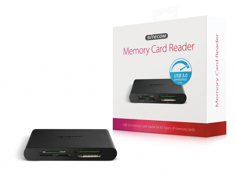 Sitecom MD-061 Kartenleser – für SD/microSD/CF/xD/Memory Stick, USB 3.2 Gen 1 (5 Gbit/s), 1 m – Schwarz