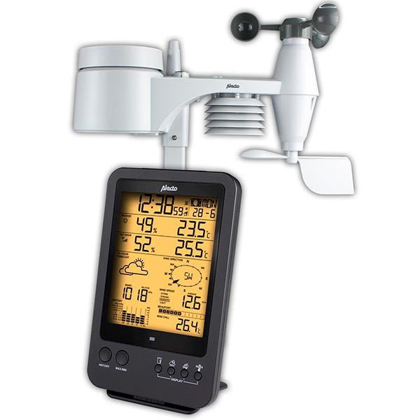 Alecto WS-4700 – Wetterstation, innen/aussen, Hygrometer & Barometer, inkl. Aussensensor – schwarz