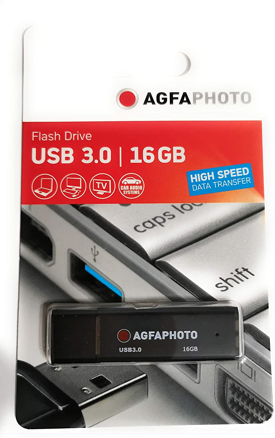 AgfaPhoto 10569 USB-Stick 16 GB – USB-A USB 3.2 Gen 1, mit Kappe, Schwarz