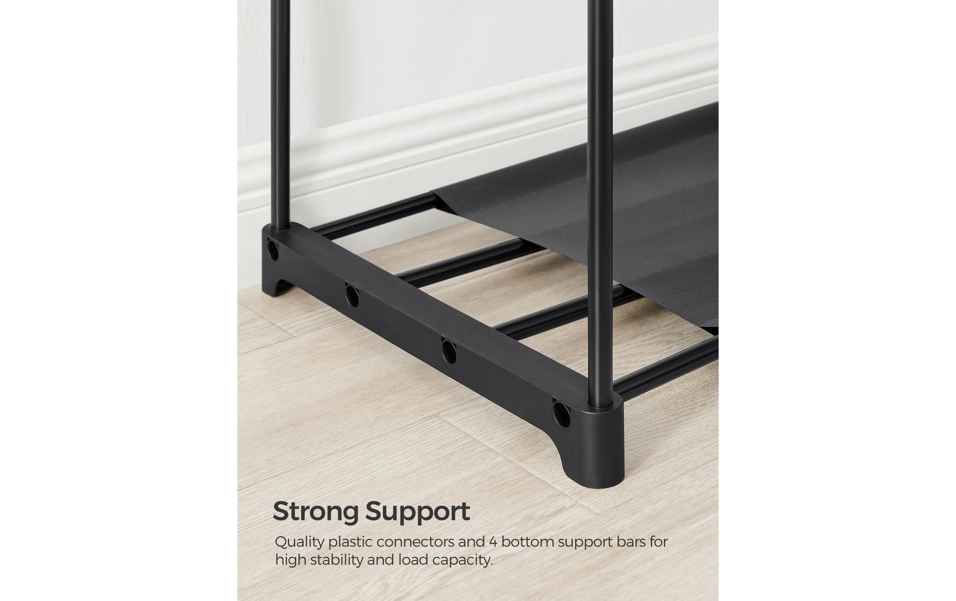 Vasagle Garderobenständer – mit Kleiderstange, Kunststoff/Stahl, Schwarz, 151 × 43 × 166 cm