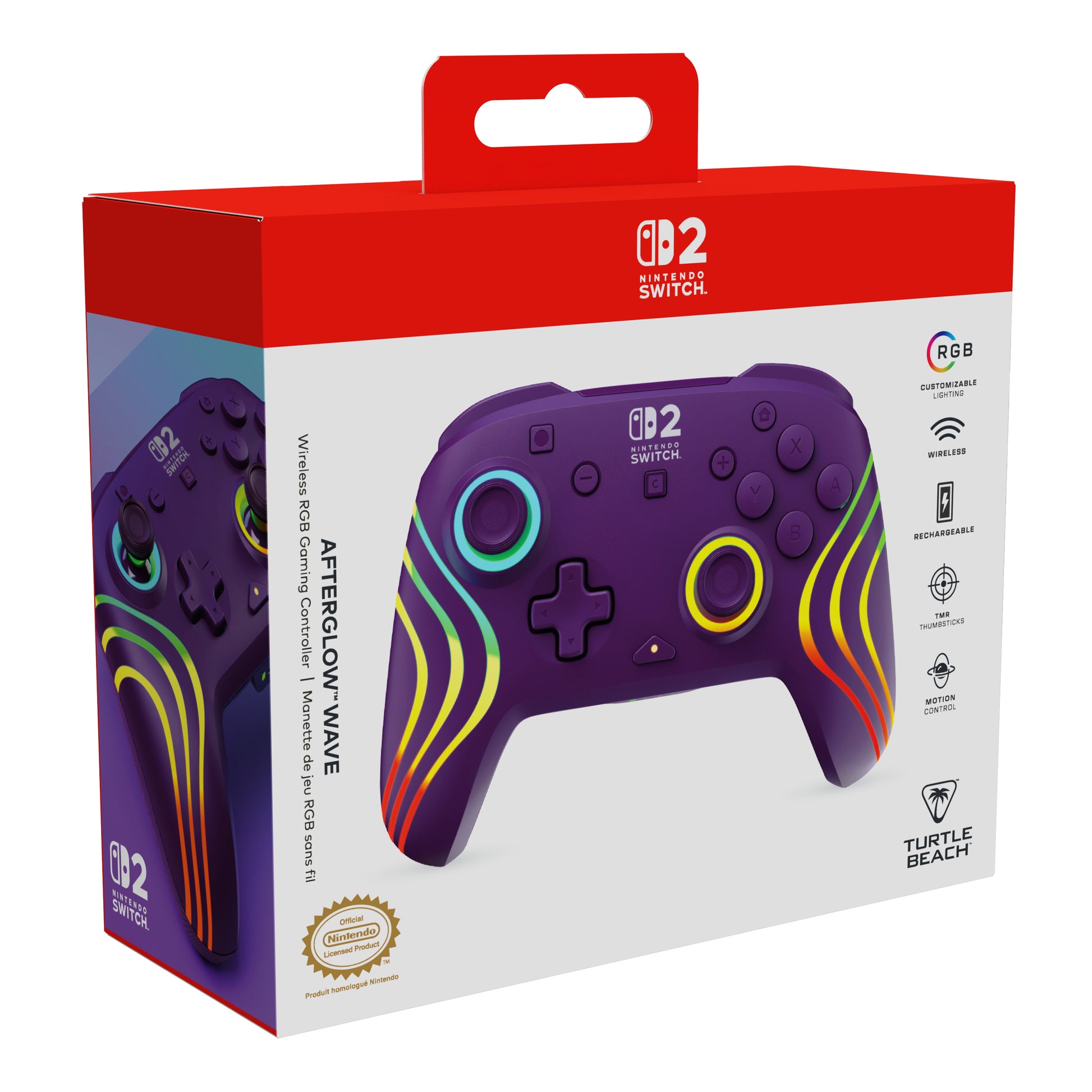 Turtle Beach Afterglow Wave – Gamepad – Bluetooth/USB, RGB, 20 h – für Nintendo Switch, Violett