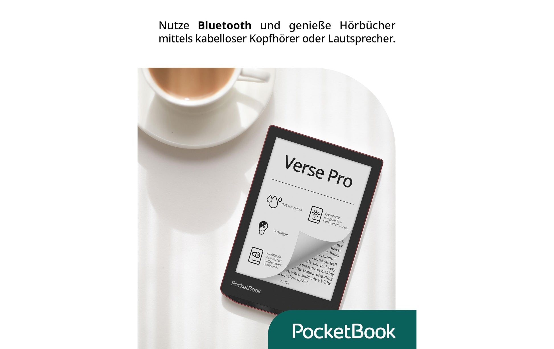 PocketBook Verse Pro – 6" E-Ink Carta, 16 GB, Rot