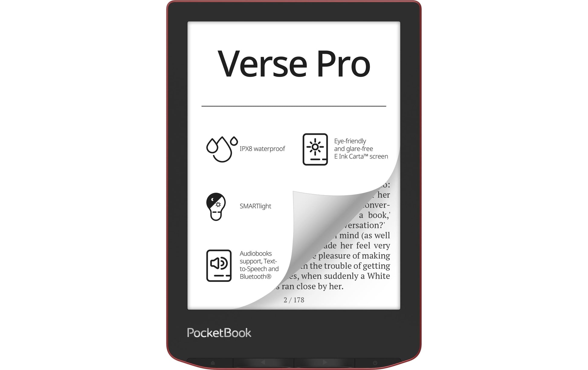 PocketBook Verse Pro – 6" E-Ink Carta, 16 GB, Rot