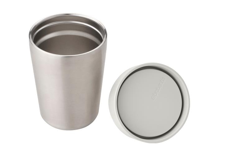 Brabantia Make & Take Thermobecher 200 ml – Doppelwandig 3 h heiss/6 h kalt, Schraubdeckel, Edelstahl