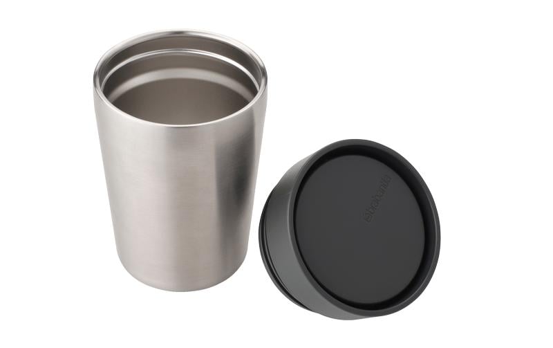 Brabantia Make & Take Thermobecher 200 ml – Doppelwandig 3 h heiss/6 h kalt, Edelstahl, Schraubdeckel