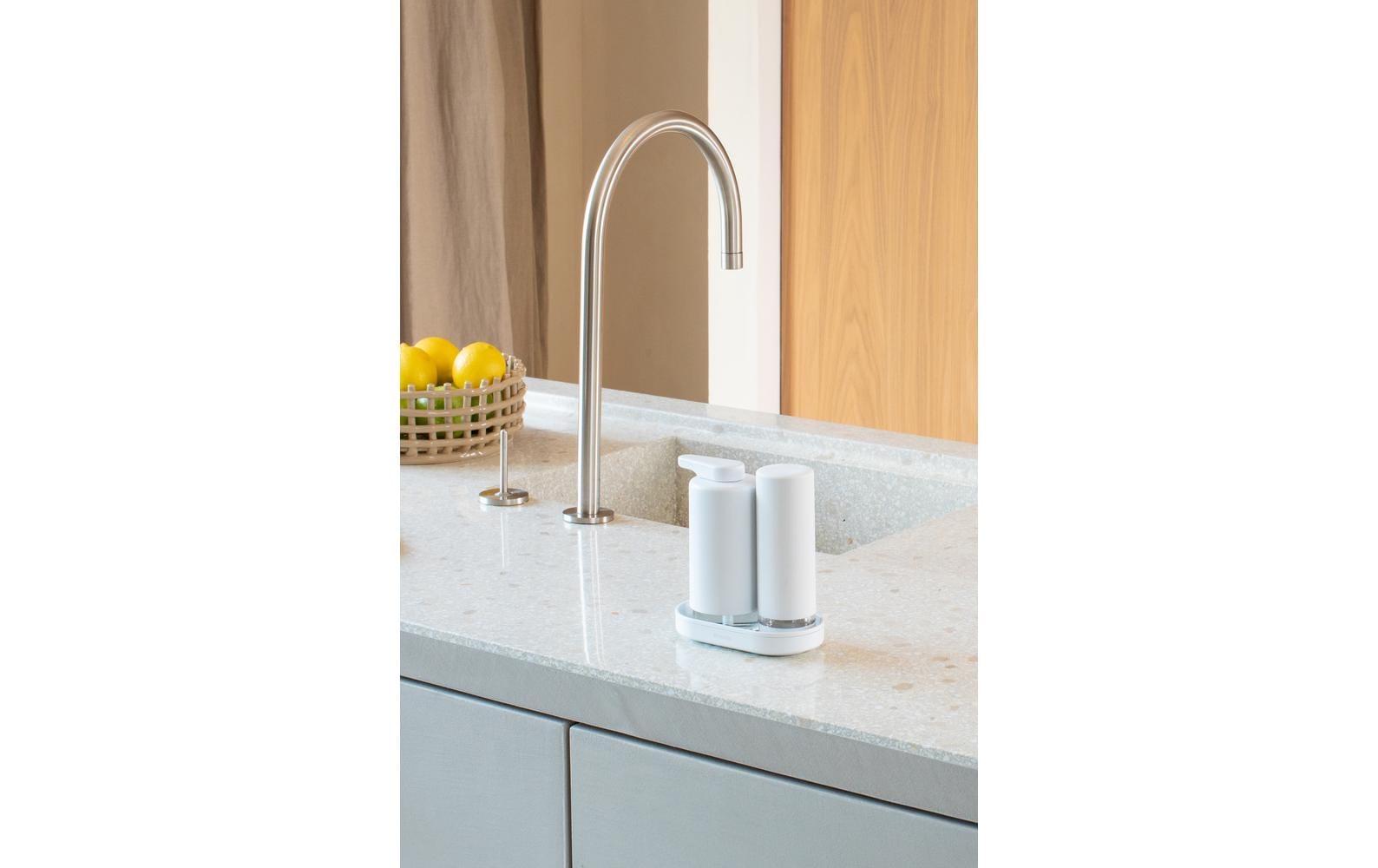 Brabantia Sink Style Seifenspender – Tisch, Metall, Weiss, 200 ml, 2er-Set