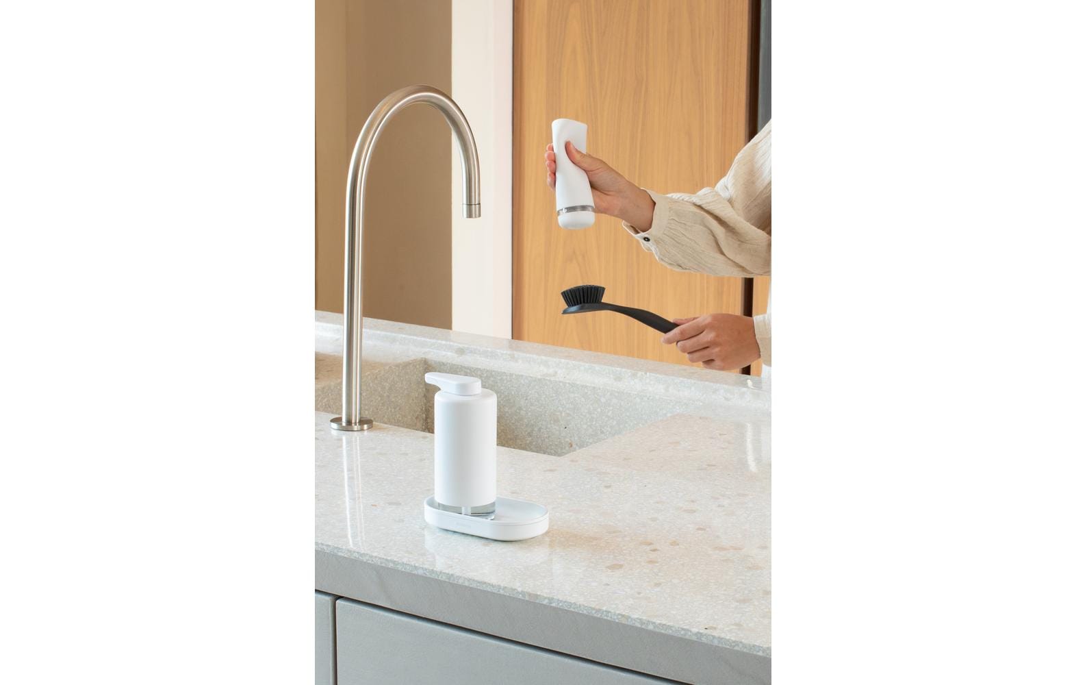Brabantia Sink Style Seifenspender – Tisch, Metall, Weiss, 200 ml, 2er-Set