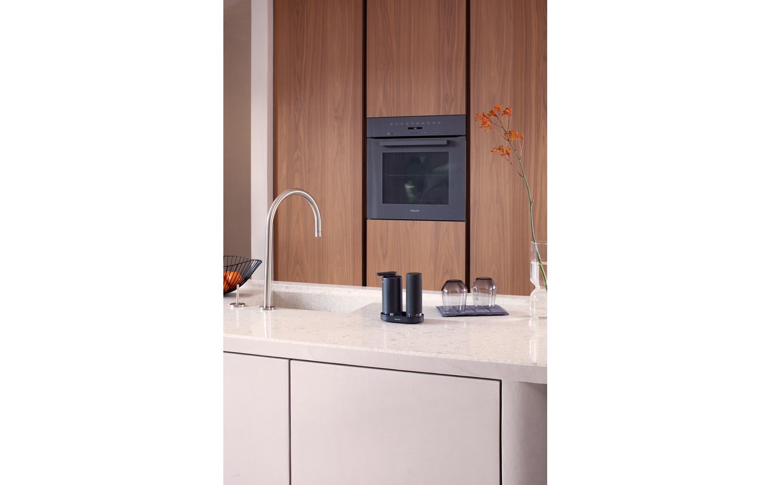 Brabantia Seifenspender, manuell, zum Aufstellen, Metall, grau, B 141 × H 157 × T 93 mm, 2er-Pack, je 200 ml