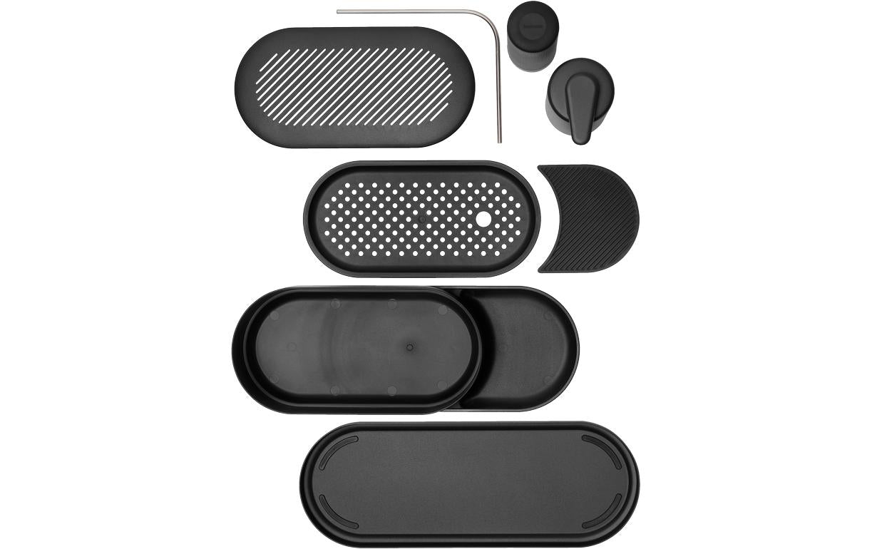 Brabantia Spülebehälter-Set – freistehend, 3er-Pack, dunkelgrau, Kunststoff (Silikon-Details)