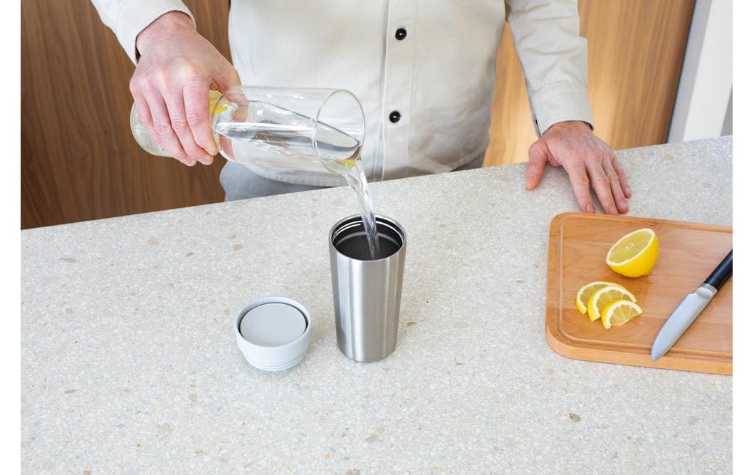 Brabantia Make & Take Thermobecher 360 ml – Doppelwandig 6-8 h heiss, Schraubdeckel, Edelstahl