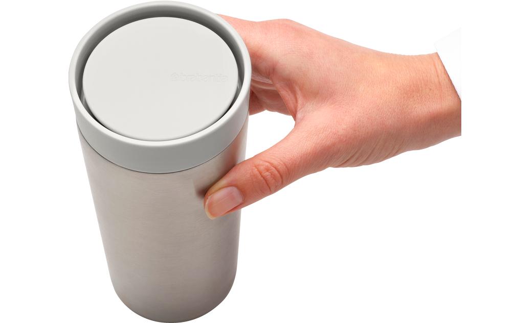 Brabantia Make & Take Thermobecher 360 ml – Doppelwandig 6-8 h heiss, Schraubdeckel, Edelstahl