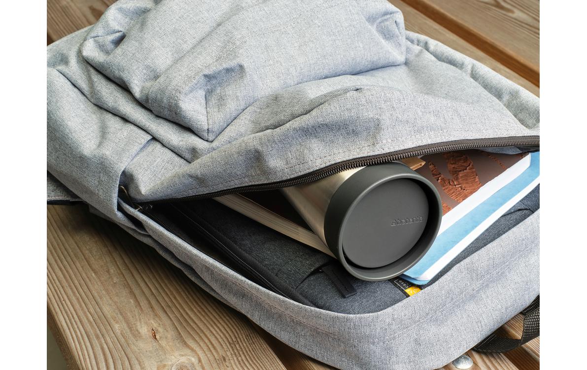 Brabantia Make & Take Thermobecher 360 ml – Doppelwandig 6–8 h heiss, Edelstahl, Schraubdeckel, Dunkelgrau