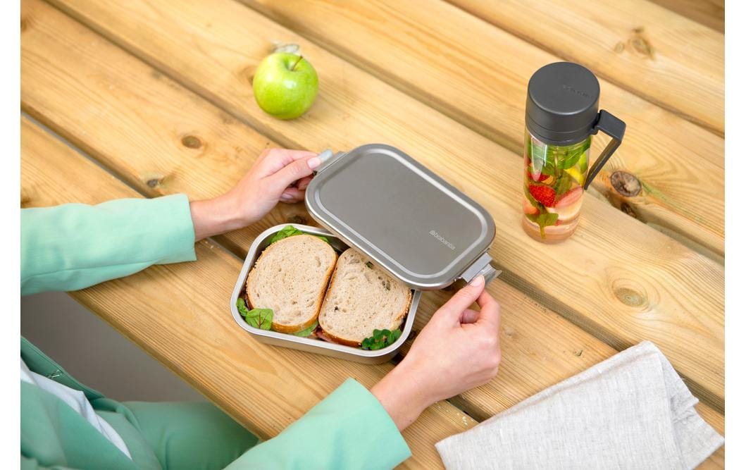 Brabantia Make & Take – Lunchbox 1,1 l, 20 × 13,5 × 5,5 cm, Edelstahl, Silber