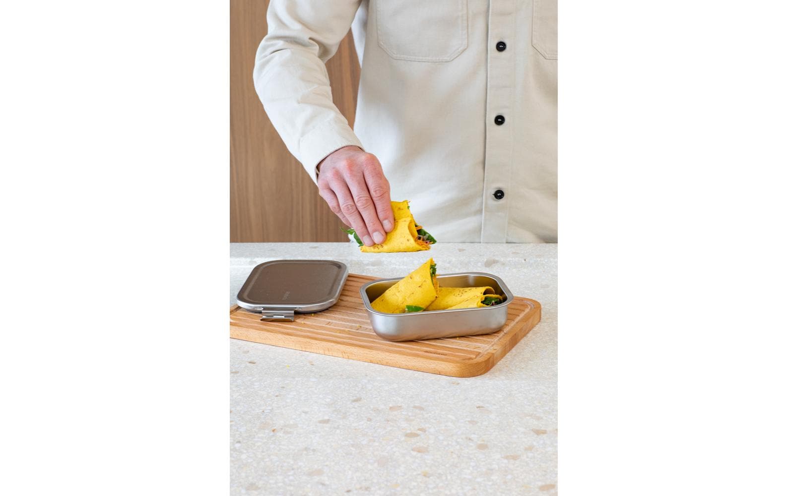 Brabantia Make & Take – Lunchbox 1,1 l, 20 × 13,5 × 5,5 cm, Edelstahl, Silber