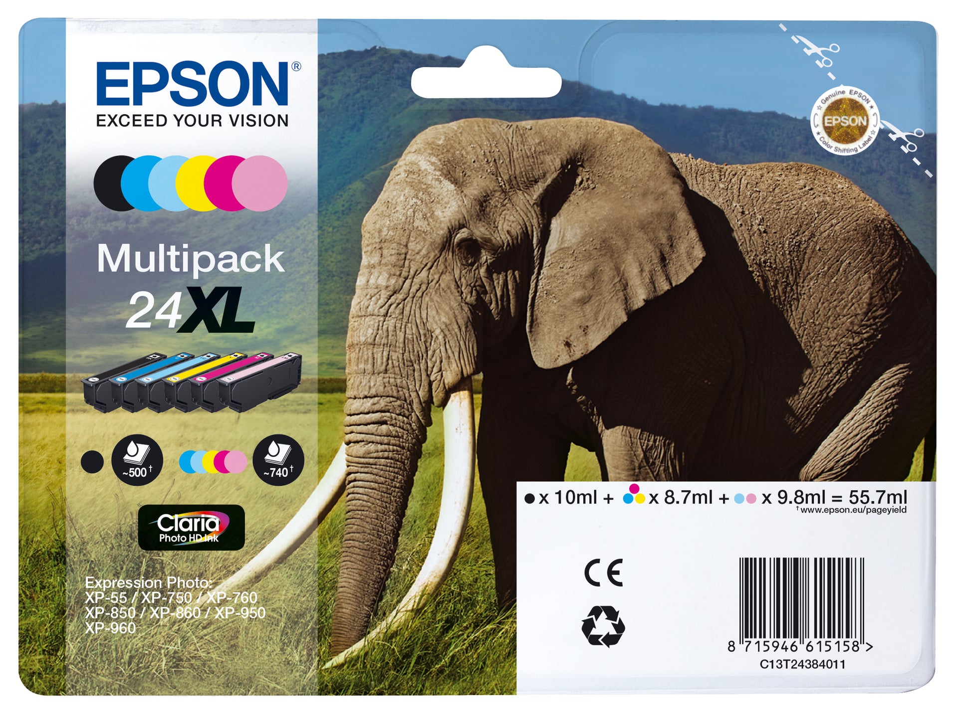 Epson Tintenpatronen-Multipack 24XL, 6er-Pack – für Inkjetdrucker/Multifunktionsgeräte