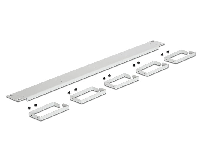 DeLOCK 42116 Kabelmanagementtafel – 19", 1U, Metall, 5× Bügel, Grau