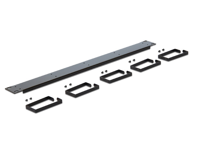DeLOCK 19" 1U Kabelmanagement-Panel, 5 Bügel, 482,6×76,4×43,5 mm, Metall – Schwarz