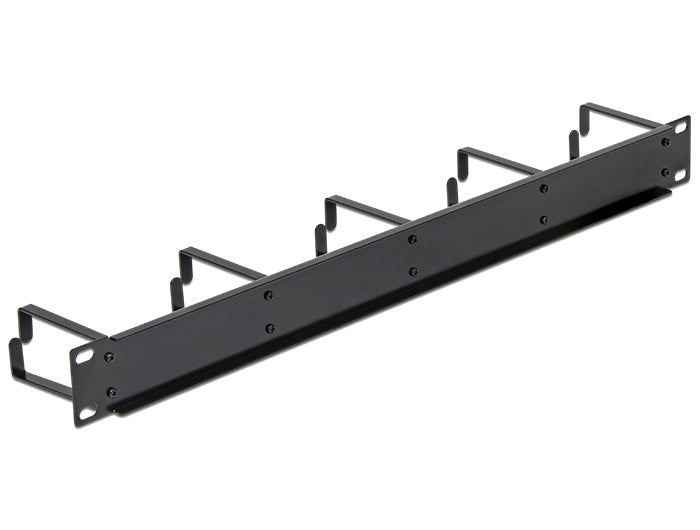 DeLOCK 19" 1U Kabelmanagement-Panel, 5 Bügel, 482,6×76,4×43,5 mm, Metall – Schwarz