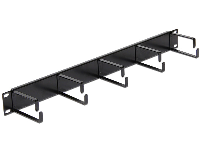 DeLOCK 19" 1U Kabelmanagement-Panel, 5 Bügel, 482,6×76,4×43,5 mm, Metall – Schwarz