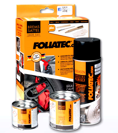 FOLIATEC Emaillelackierung für Bremssättel – Blau, glänzend – Set mit Zubehör – für Metall