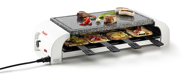 Stöckli Raclette-Grill for 8 PizzaGrill Hot'Stone – 8 Personen, Granit, 1450 W – Schwarz/Weiss