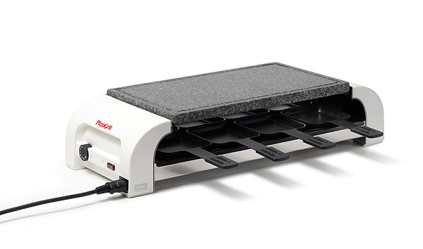 Stöckli Raclette-Grill for 8 PizzaGrill Hot'Stone – 8 Personen, Granit, 1450 W – Schwarz/Weiss