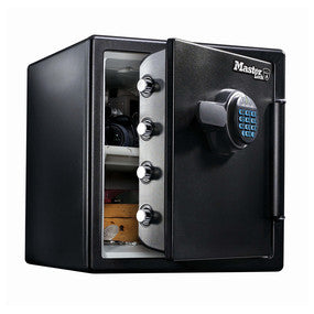 Master Lock Tresor LFW123FTC – Elektronikschloss – 33,6 l – Feuerschutz 24 min, Wasserschutz 24 min – Schwarz