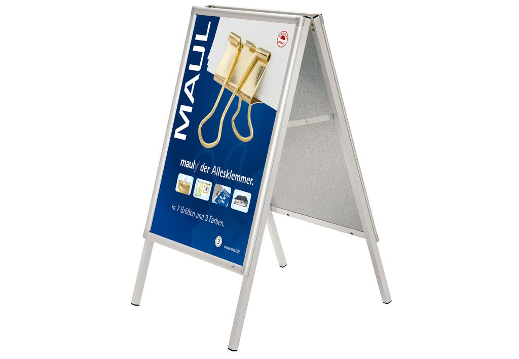 MAUL Plakatständer – für A1 hoch, silber, Metall/Kunststoff, 624×756×1115 mm
