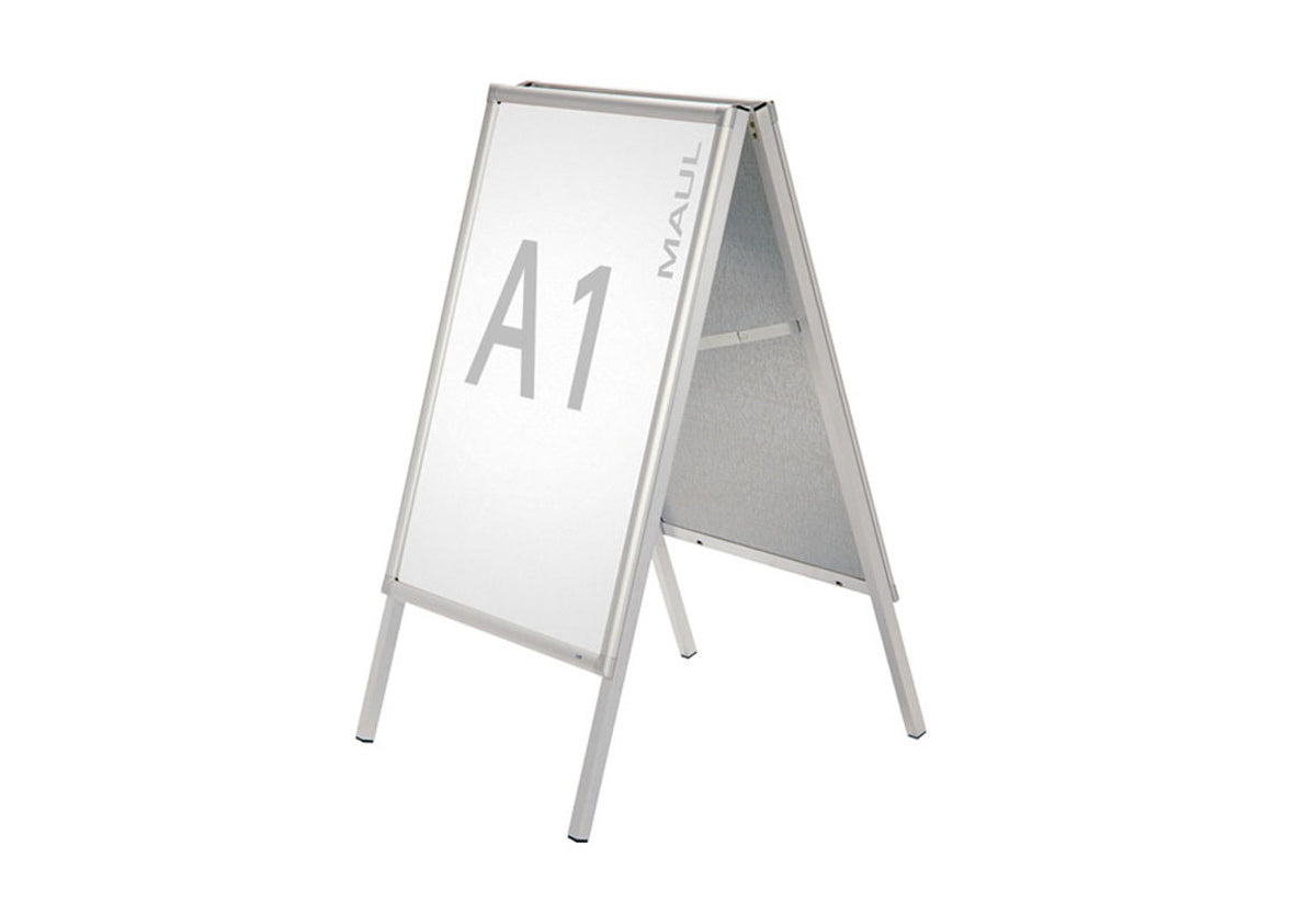 MAULpublic Kundenstopper – für A1 – wetterfest – Silber – Aluminium – 640×1130×740 mm