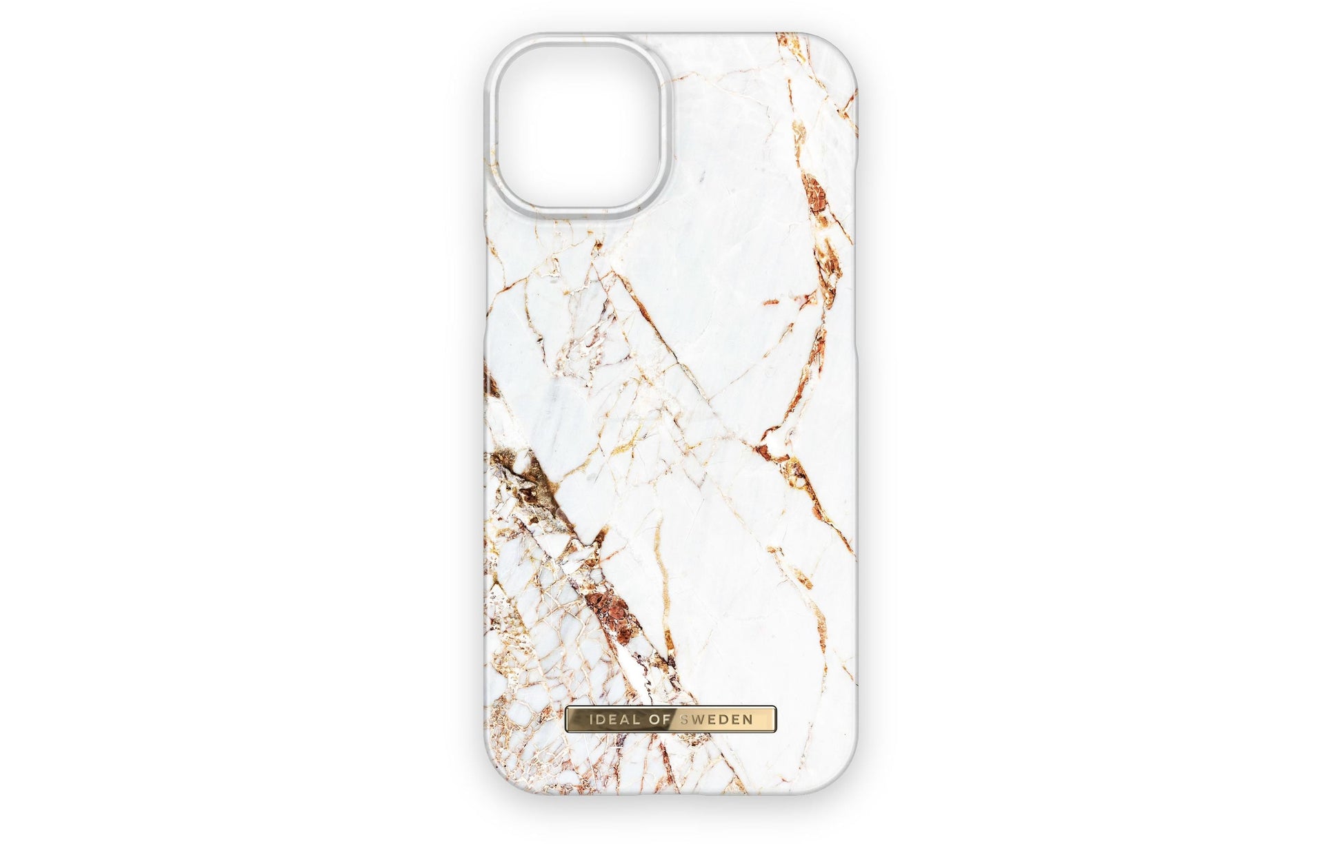iDeal of Sweden Carrara Gold – Backcover – für Apple iPhone 15 Plus, PC+Mikrofaser, Weiss