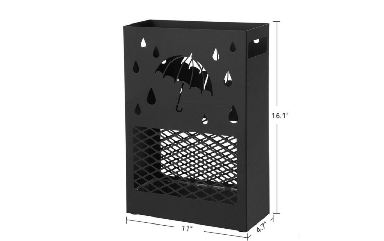 Songmics Schirmständer – Stahl, Schwarz, 28 × 12 × 41 cm