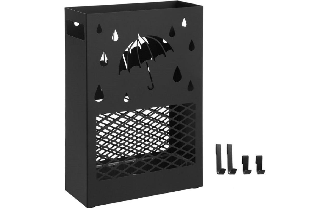Songmics Schirmständer – Stahl, Schwarz, 28 × 12 × 41 cm