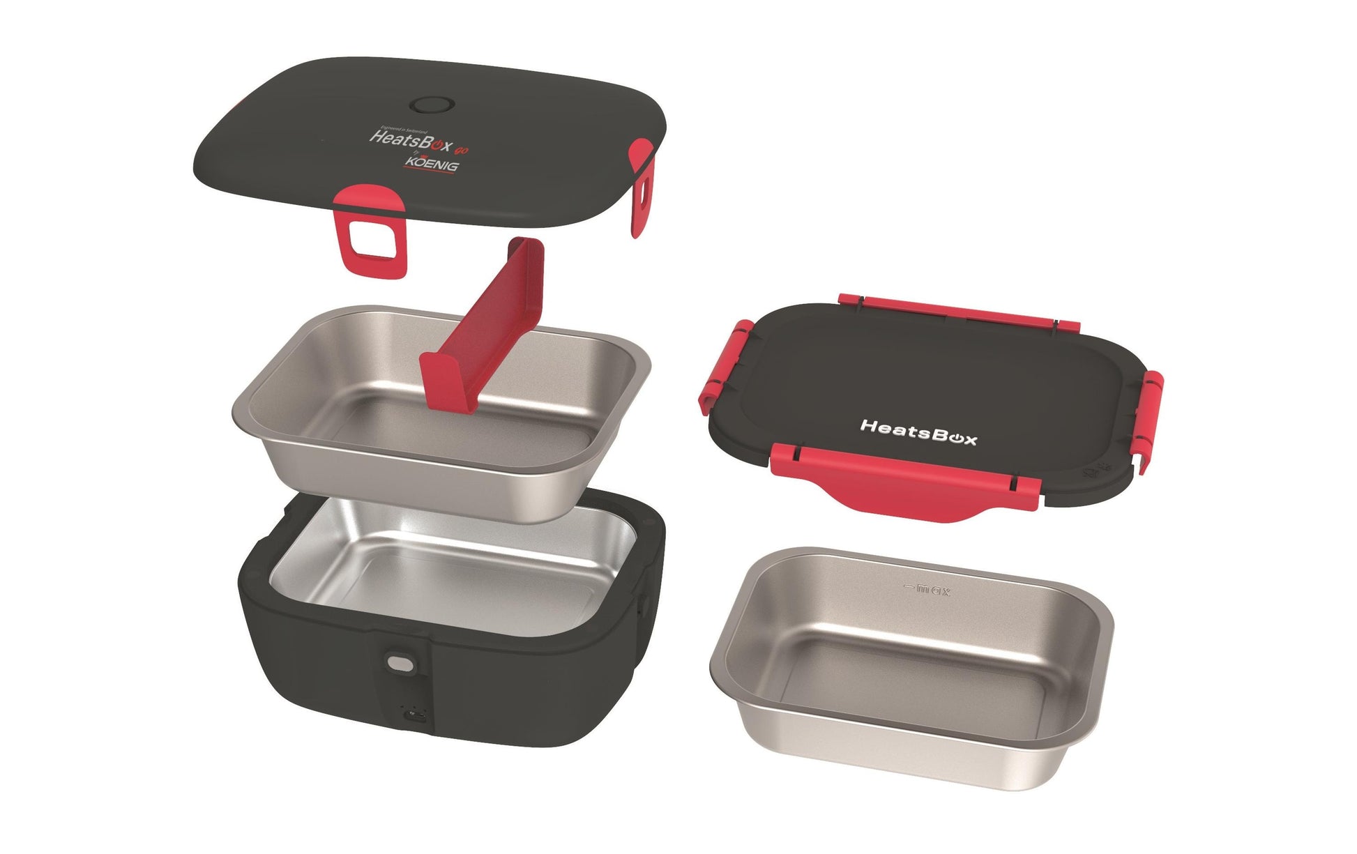 KOENIG Lunchbox 925 ml, 22 × 17,5 × 11,7 cm, Edelstahl, grau
