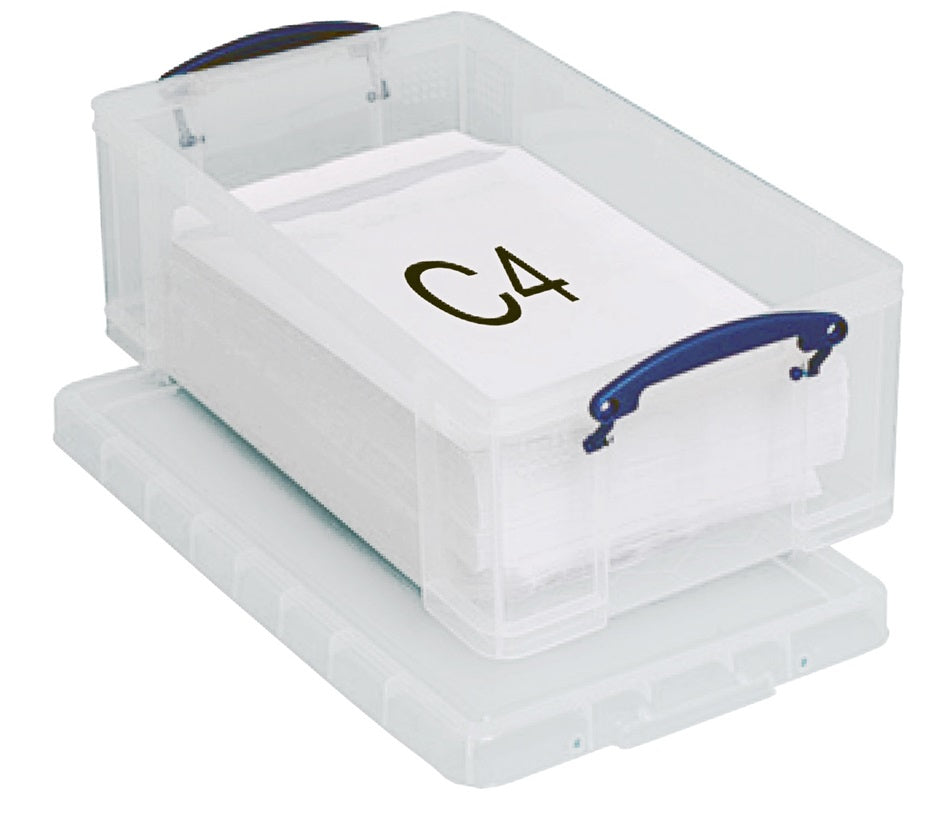 Really Useful Boxes Aufbewahrungsbox 12 l (mit Deckel) – Kunststoff – transparent – verriegelbar, stapelbar –