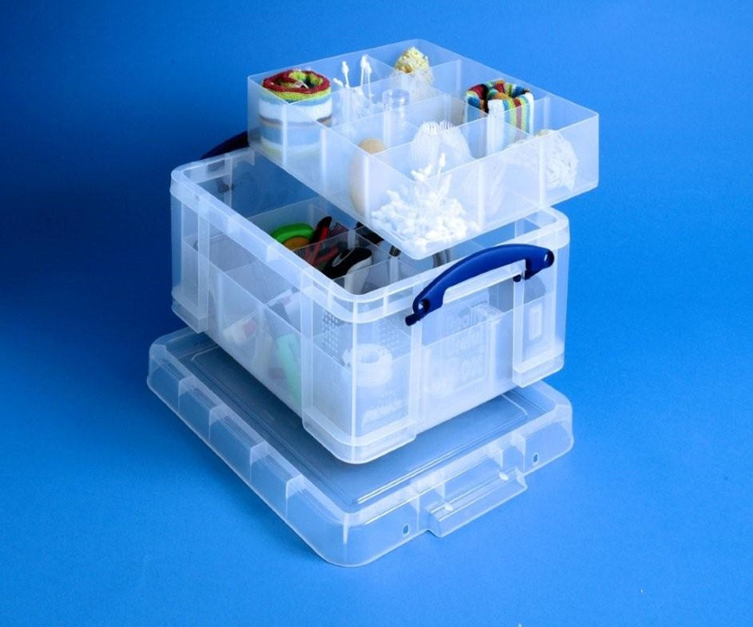 Really Useful Boxes Aufbewahrungsbox 22 l (mit Deckel) – Polypropylen – transparent – 255 × 155 × 820 mm