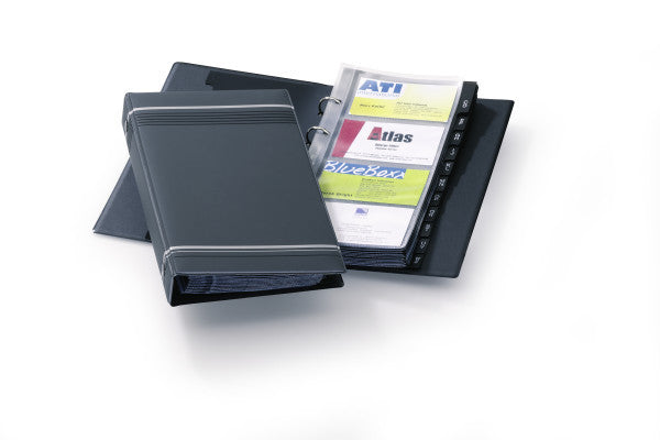 Durable Visitenkartenbuch Visifix 200 – 200 Karten – 4-Ring – Polypropylen (PP) – Anthrazit