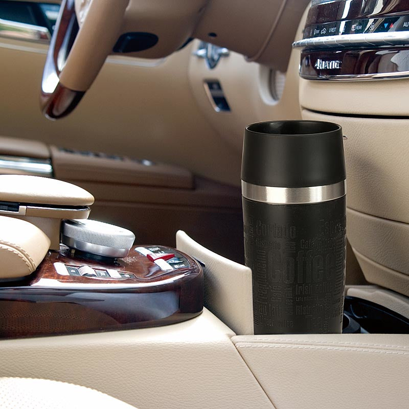 EMSA Travel Mug Grande Thermobecher 500 ml – doppelwandig 6 h heiss/12 h kalt, Druckknopfdeckel, Edelstahl