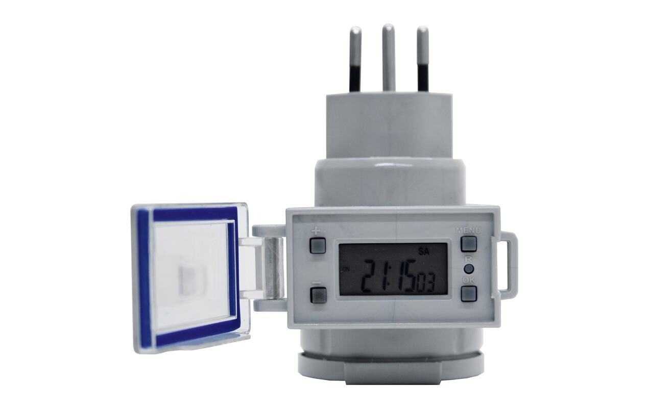 Steffen Zeitschaltuhr – Tages-/Wochen-Timer, digital – IP55, 230 V, 10 A – T13 Steckdose – Weiss