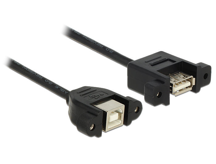 DeLOCK USB-Adapter USB-A auf USB-B – USB 2.0 (480 Mbit/s) – 1 m – Verschraubbar – Schwarz