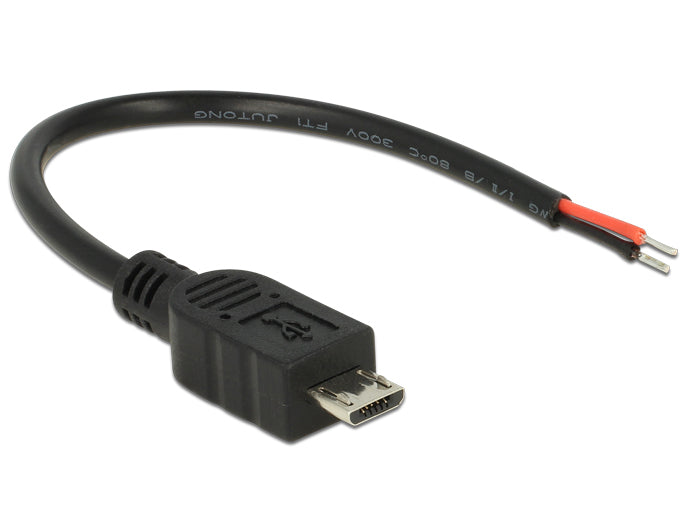 DeLOCK USB-Kabel – USB Micro-B zu offenen Litzen – USB 2.0 – 0,1 m – Schwarz – für Raspberry Pi