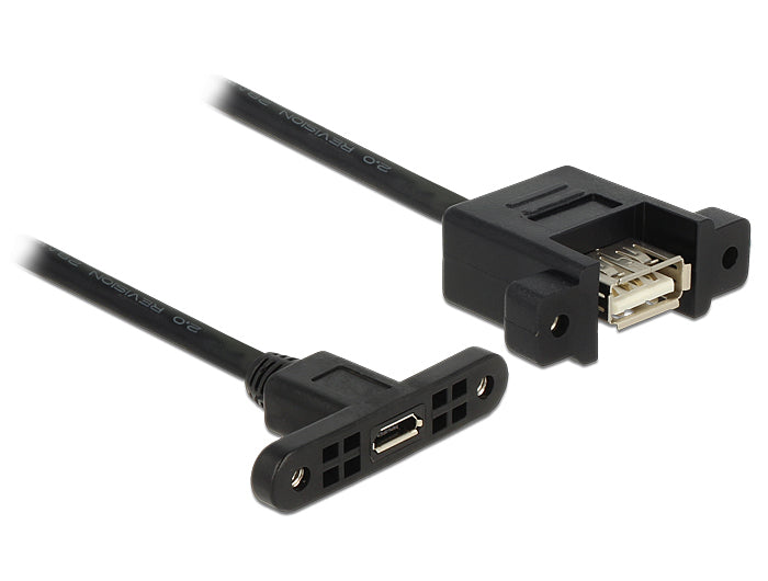 DeLOCK USB-A auf Micro-USB-B Verlängerungskabel (Buchse auf Buchse) – USB 2.0 (480 Mbit/s) – 1 m – Schwarz