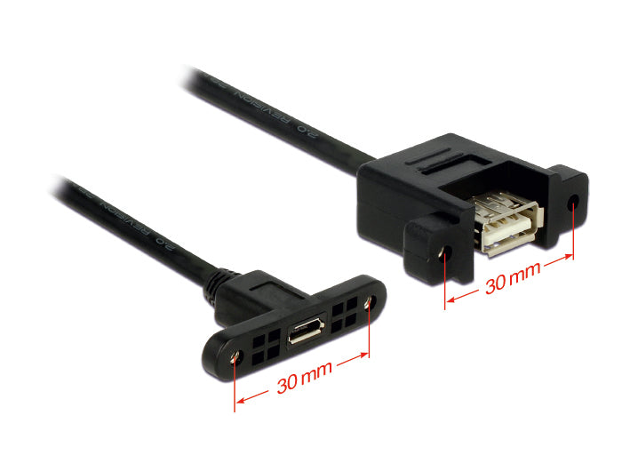 DeLOCK USB-A auf Micro-USB-B Verlängerungskabel (Buchse auf Buchse) – USB 2.0 (480 Mbit/s) – 1 m – Schwarz