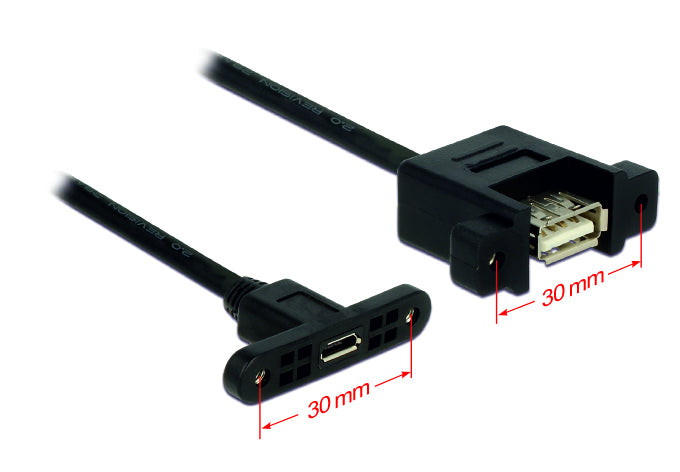 DeLOCK USB-Adapter USB-A auf Micro-USB B – USB 2.0 (480 Mbit/s) – verschraubbar – Schwarz
