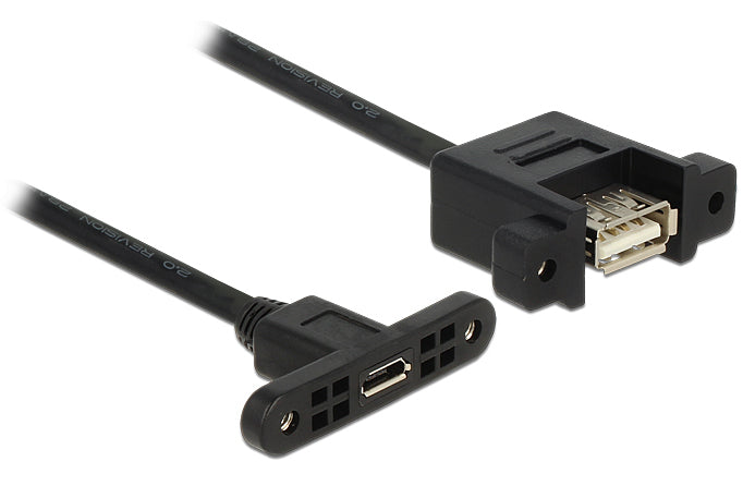 DeLOCK USB-Adapter USB-A auf Micro-USB B – USB 2.0 (480 Mbit/s) – verschraubbar – Schwarz