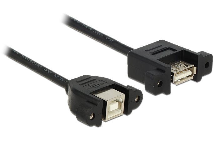 DeLOCK USB-A auf USB-B Verlängerungskabel (Buchse auf Buchse) – USB 2.0 (480 Mbit/s) – 0,25 m – Schwarz