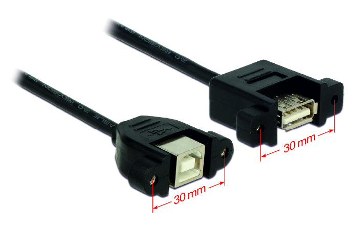 DeLOCK USB-A auf USB-B Verlängerungskabel (Buchse auf Buchse) – USB 2.0 (480 Mbit/s) – 0,25 m – Schwarz
