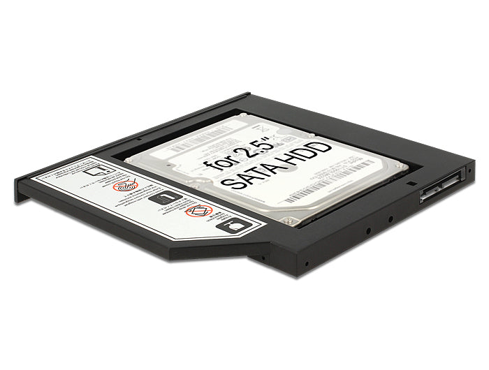 Delock 62669 Einbaurahmen 1× 2,5" in Slim-5,25", SATA mit Strom, Slim-SATA – für Slim-5,25", Schwarz