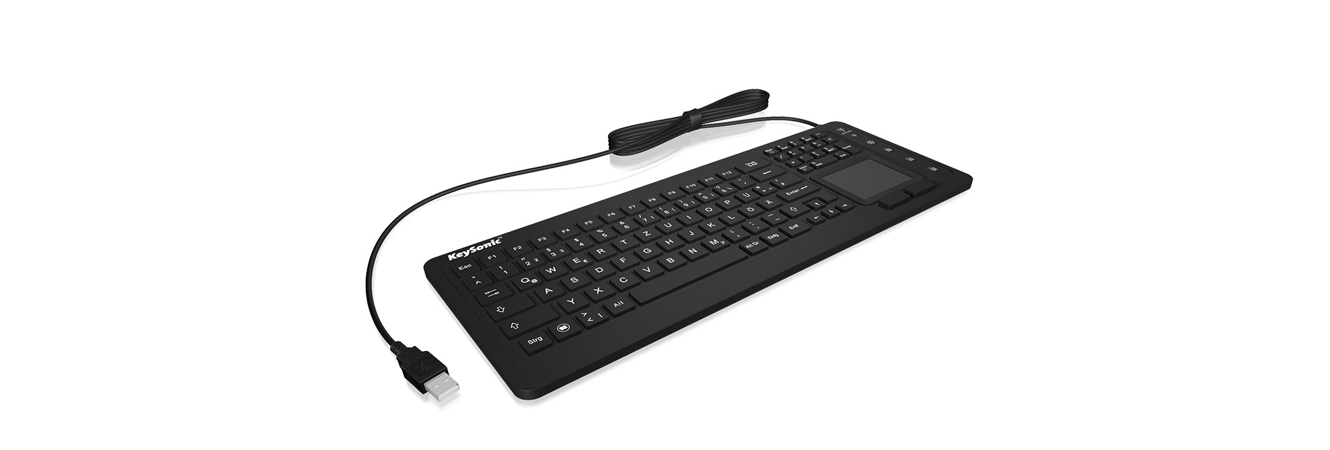 KeySonic Tastatur, kabelgebunden (USB-A), CH-Layout (DE-CH), Fullsize (mit Ziffernblock), Scherenmechanik
